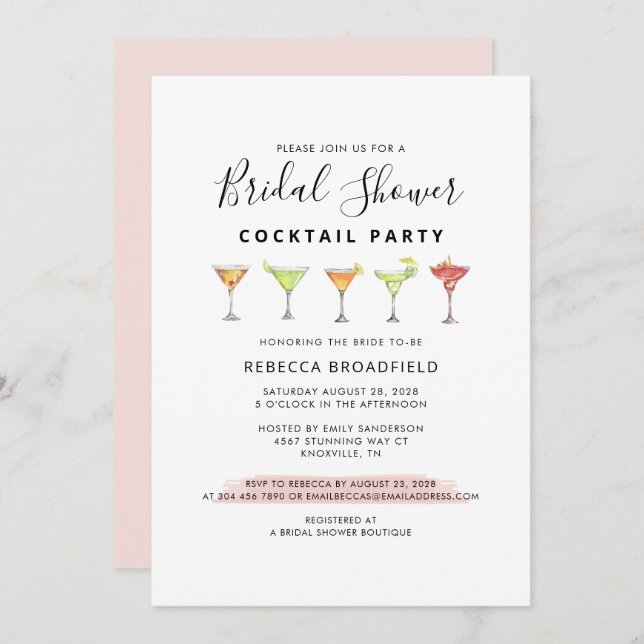 Cocktail Bridal Shower Party Invitation (Front/Back)