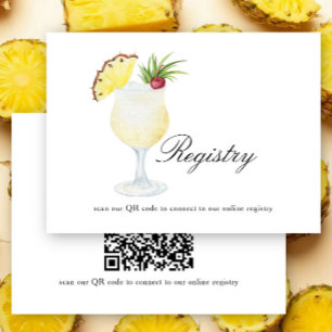 Cocktail Bridal shower QR code for registry Enclosure Card