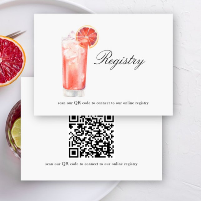 Cocktail Bridal shower QR code for registry  Enclosure Card (Creator Uploaded)