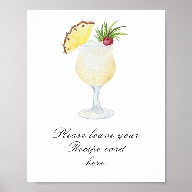 Cocktail bridal shower - Recipe card Poster (Front)
