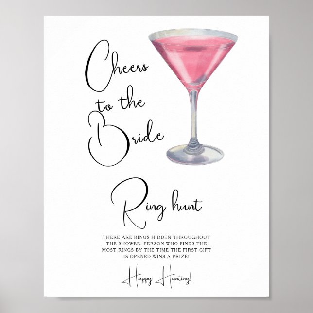 Cocktail Bridal shower Ring hunt game Poster (Front)