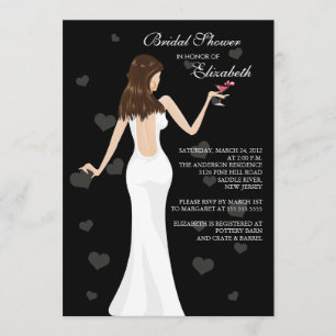 Cocktail Bride Bridal Shower Invitation black