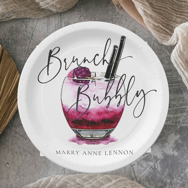 Cocktail Brunch and Bubbly Napkins Paper Plates (Creator Uploaded)