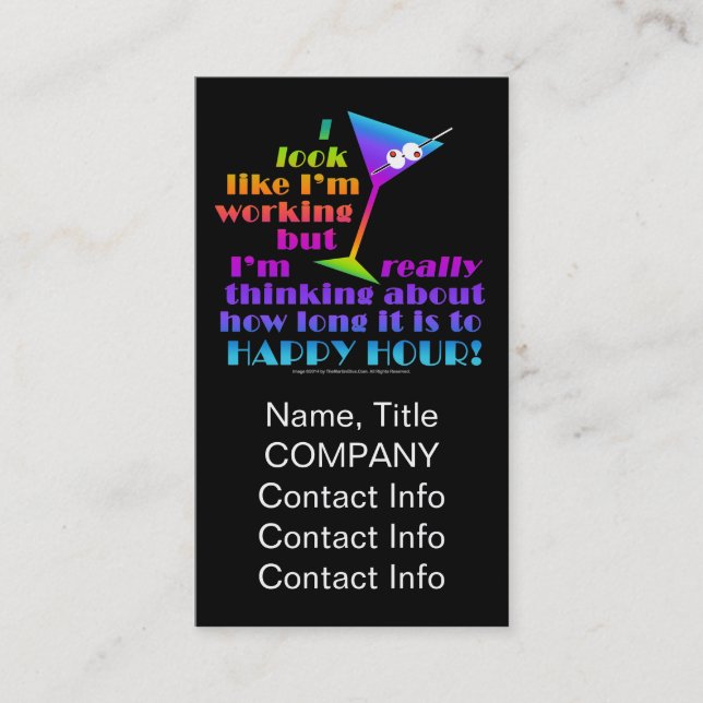 Cocktail Business Cards - How Long to Happy Hour (Front)