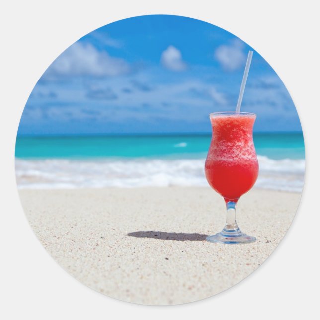 Cocktail by the sea classic round sticker (Front)