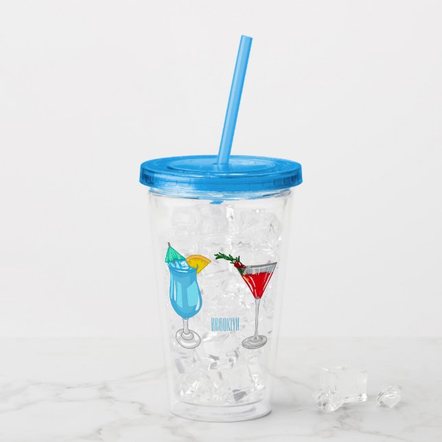 Cocktail cartoon illustration  acrylic tumbler (Back Ice)
