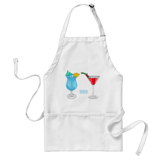 Cocktail cartoon illustration  adult apron (Front)