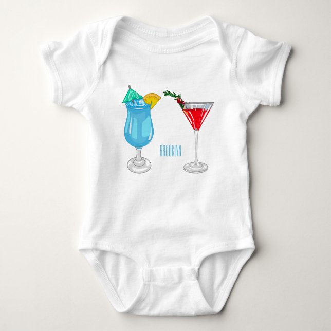 Cocktail cartoon illustration  baby bodysuit (Front)