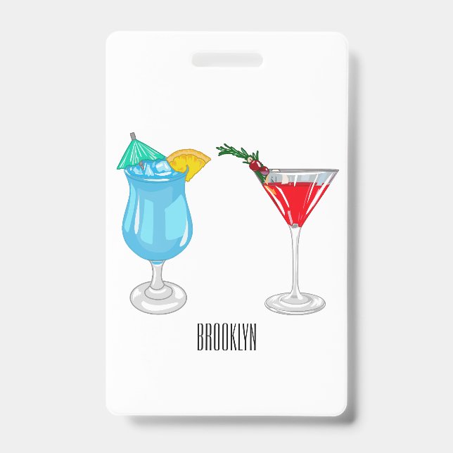Cocktail cartoon illustration  badge (Front)