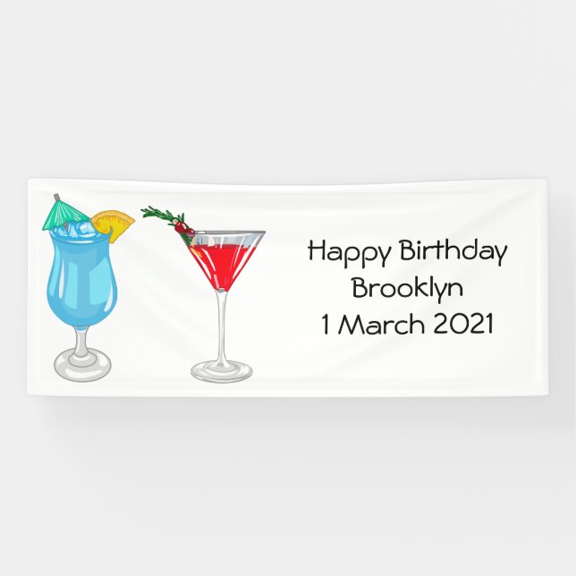 Cocktail cartoon illustration banner (Horizontal)