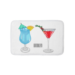 Cocktail cartoon illustration bath mat