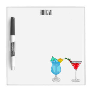 Cocktail cartoon illustration  dry erase board