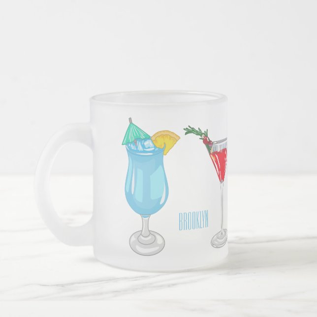 Cocktail cartoon illustration frosted glass coffee mug (Left)