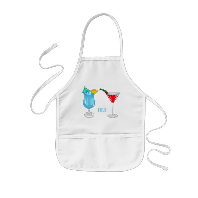 Cocktail cartoon illustration  kids' apron (Front)