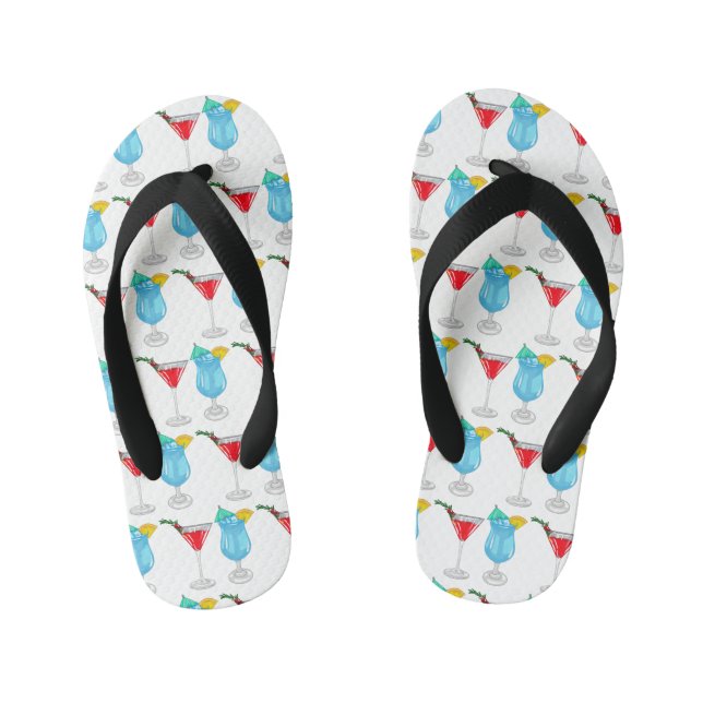 Cocktail cartoon illustration kid's flip flops (Footbed)
