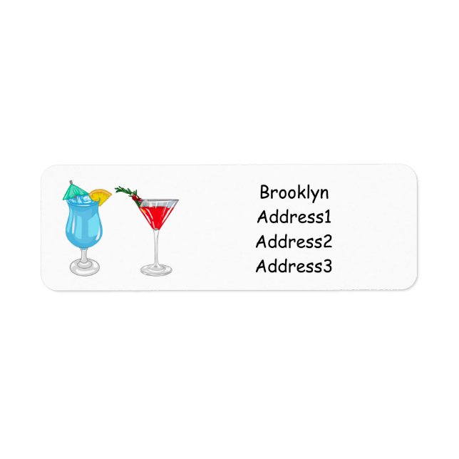 Cocktail cartoon illustration label (Front)