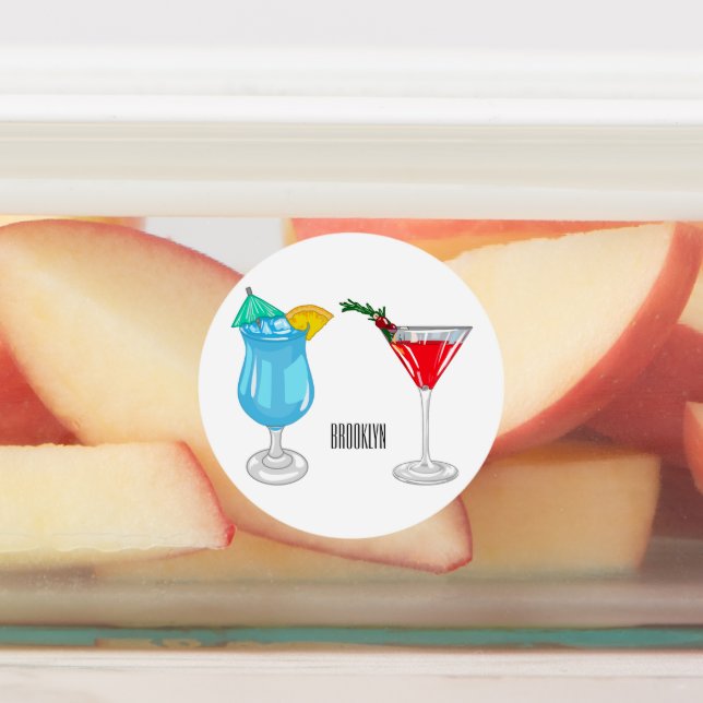 Cocktail cartoon illustration  labels (Affixed)