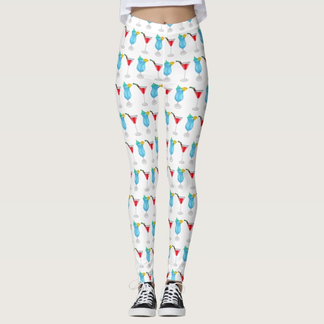 Cocktail cartoon illustration  leggings (Front)