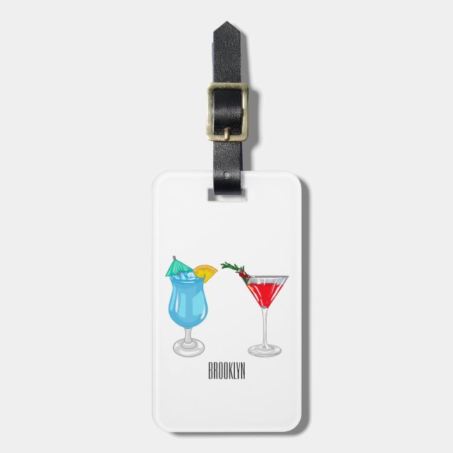 Cocktail cartoon illustration luggage tag (Front Vertical)