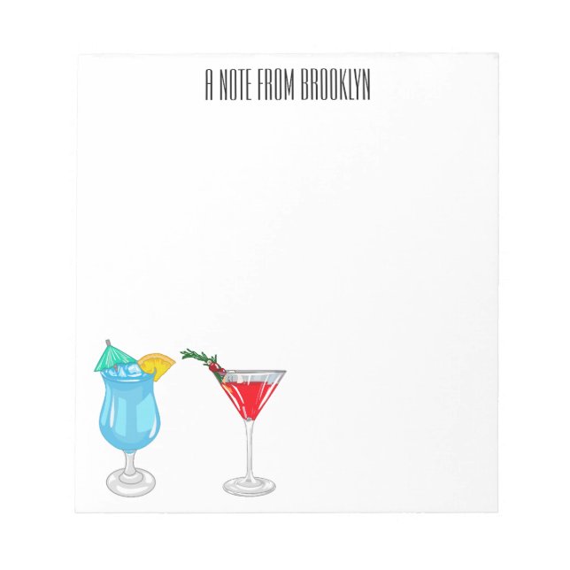 Cocktail cartoon illustration  notepad (Front)