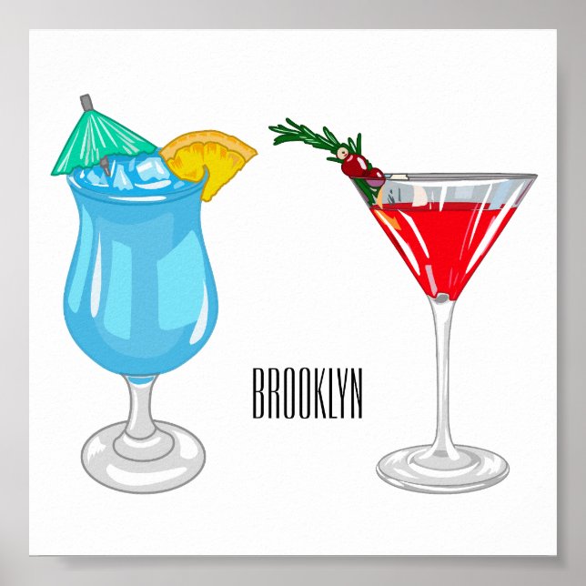 Cocktail cartoon illustration  poster (Front)