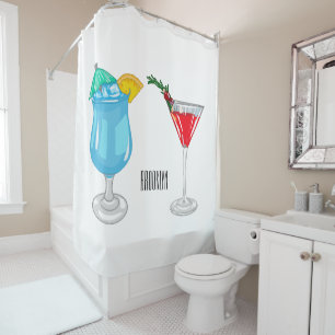 Cocktail cartoon illustration shower curtain