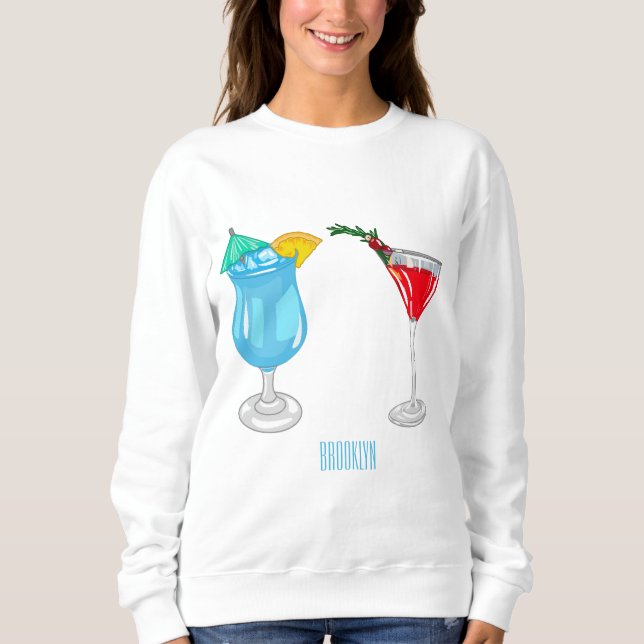 Cocktail cartoon illustration sweatshirt (Front)