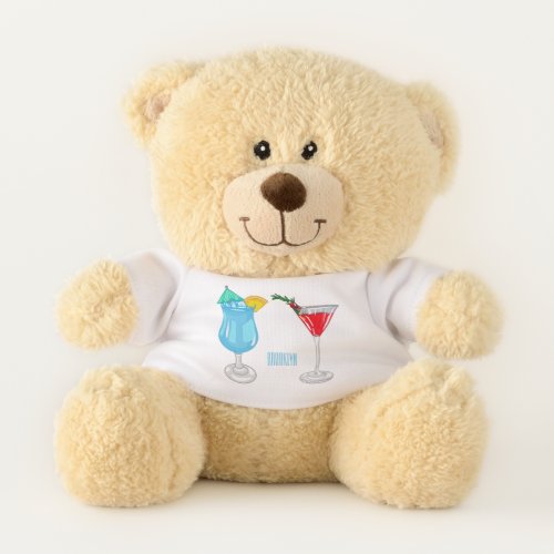 Cocktail cartoon illustration teddy bear