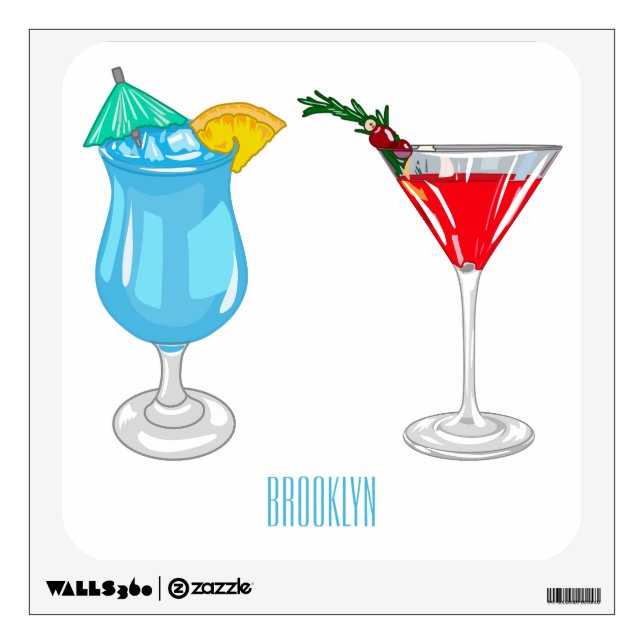 Cocktail cartoon illustration wall decal (Front)