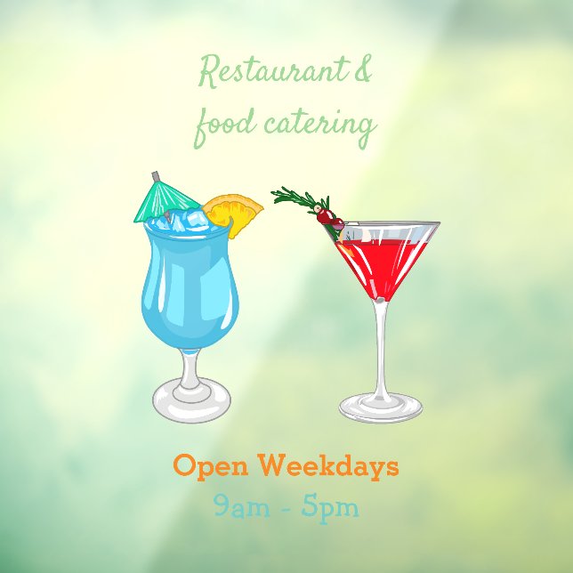 Cocktail cartoon illustration window cling (Sheet 3)