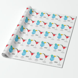 Cocktail cartoon illustration wrapping paper