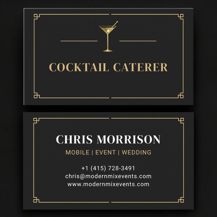 Cocktail Caterer Professional Business Card