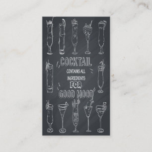 Cocktail Chalkboard Bartender Business Card