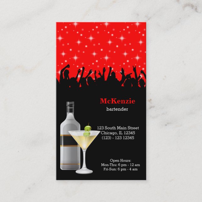Cocktail * choose background color business card (Front)