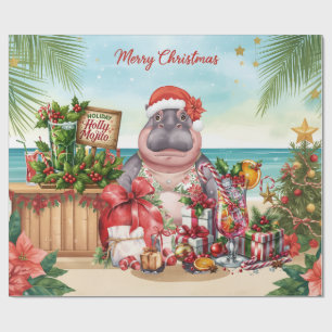 Cocktail Christmas Party for Hippo lovers Wrapping Paper