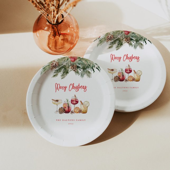 Cocktail Christmas Party Paper Plates (Creator Uploaded)