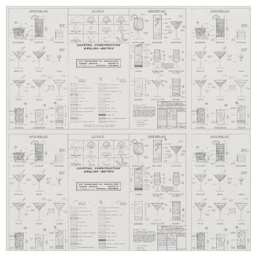 Cocktail Construction Chart / USDA Fabric