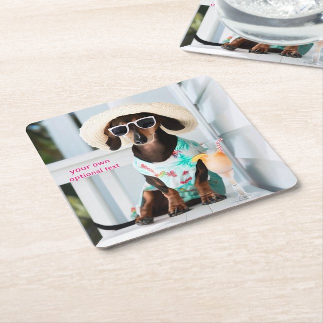 Cocktail Dachshund Drink Coasters (Angled)