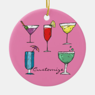 Cocktail Drink Assortment Thunder_Cove Ceramic Ornament