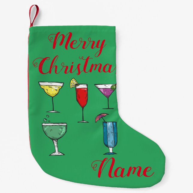 Cocktail Drink Assortment Thunder_Cove Small Christmas Stocking (Front)