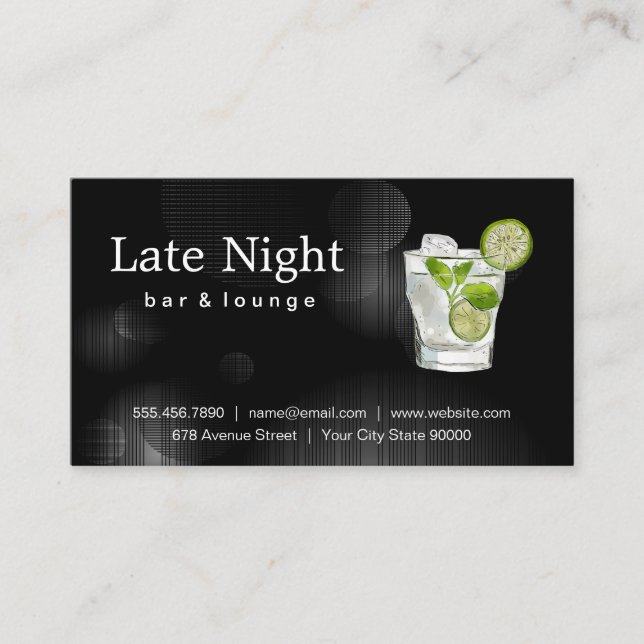Cocktail Drink Illustration | Bar Lounge Business Card (Front)