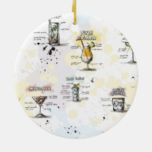 Cocktail Drink Recipe Design Ceramic Ornament