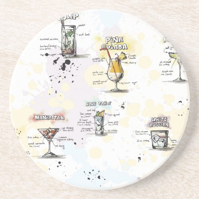 Cocktail Drink Recipe Design Coaster (Front)
