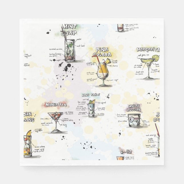 Cocktail Drink Recipe Design Napkins (Front)