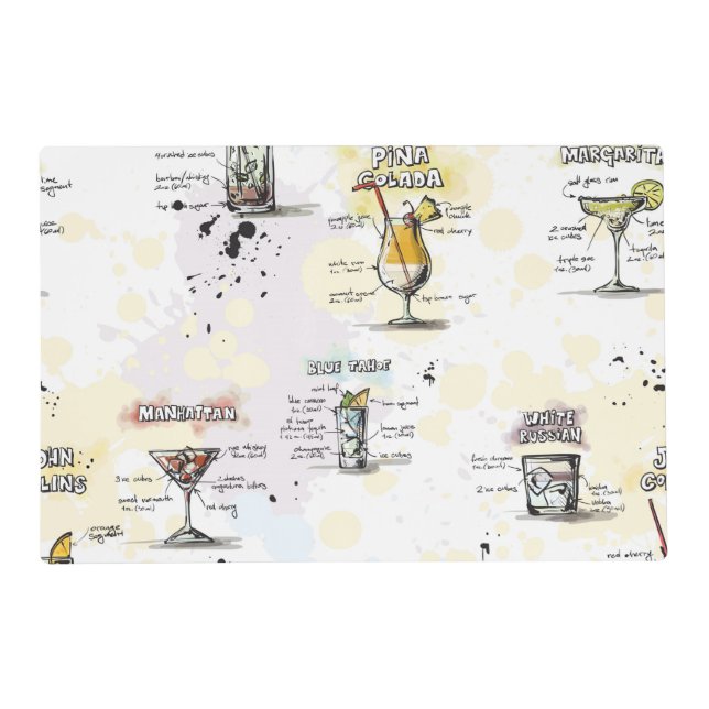 Cocktail Drink Recipe Design Placemat (Back)