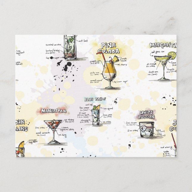 Cocktail Drink Recipe Design Postcard (Front)