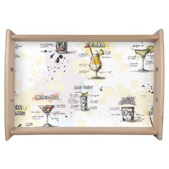 Cocktail Drink Recipe Design Serving Tray by GroovyFinds at Zazzle