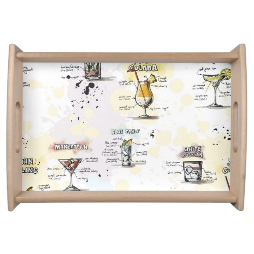 Cocktail Drink Recipe Design Serving Tray