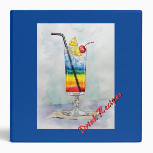 Cocktail Drink Recipes 3 Ring Binder