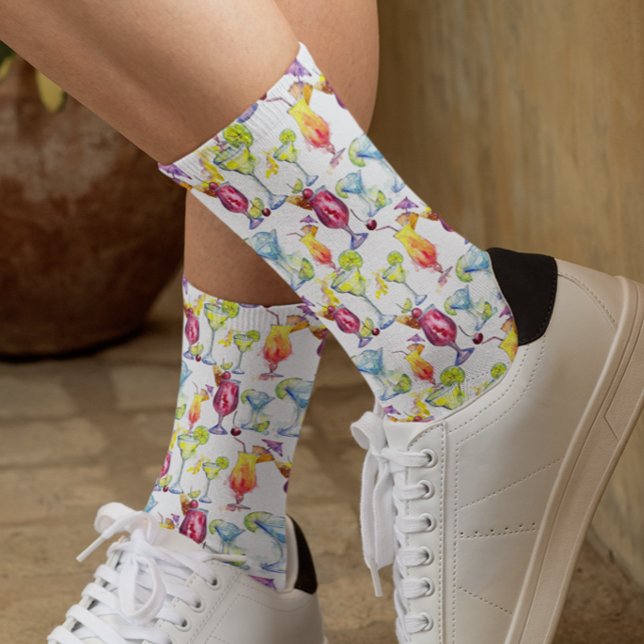Cocktail Drinking Drinks Pattern Margarita  Socks (Creator Uploaded)